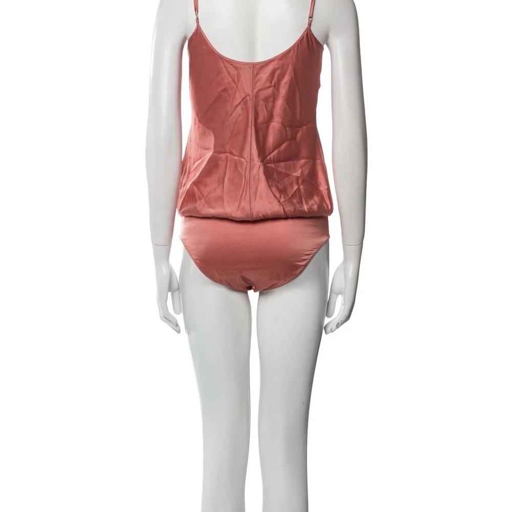 T. Alexander Wang Rose Pink Draped Silk-Satin Bodysuit - Picture 6 of 14